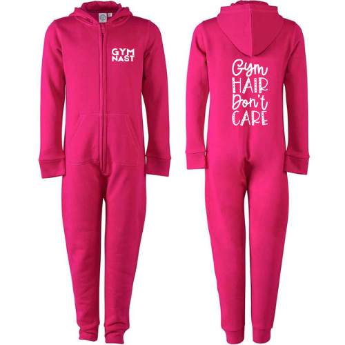 Gym Hair Dont Care Onesie - Grey/Black/Pink - From Age 3 to Adult XL